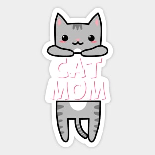 Cat Mom - Grey Kitty Sticker